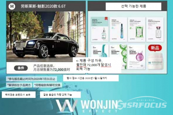 차량은 대당 수 억 원을 호가하는 롤스로이스, 람보르기니, 벤틀리 등이다. 롤스로이스 레이스 모델은 월판매 7만2000개를 달성한 이에게 주어진다. ⓒ독자제공