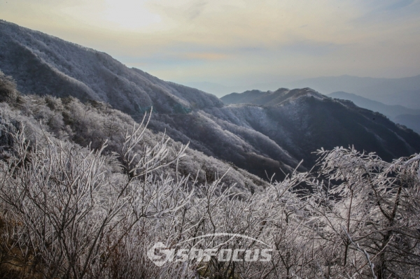 지리산 성삼재에서 바라본 시암재. 촬영/2020년 1월 9일. 제공=구례군청