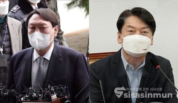 야권 대선후보군 중 한 명인 윤석열 전 검찰총장(좌)과 안철수 국민의당 대표(우).