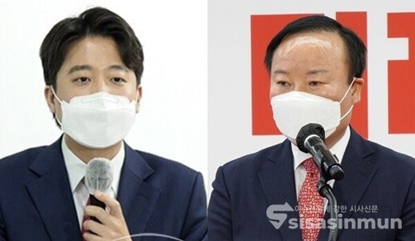 이준석 국민의힘 신임 대표(좌)와 김재원 최고위원(우). 사진 / 시사신문DB