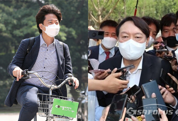 국민의힘 이준석 대표(좌)와 윤석열 전 검찰총장(우)의 모습. 사진 /  공동취재사진(좌). 이강산 기자(우)