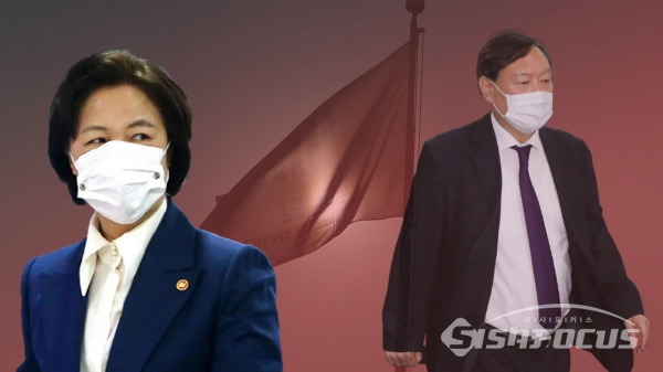 추미애 전 법무부장관(좌). 윤석열 전 검찰총장(우). 사진편집 /공민식 기자