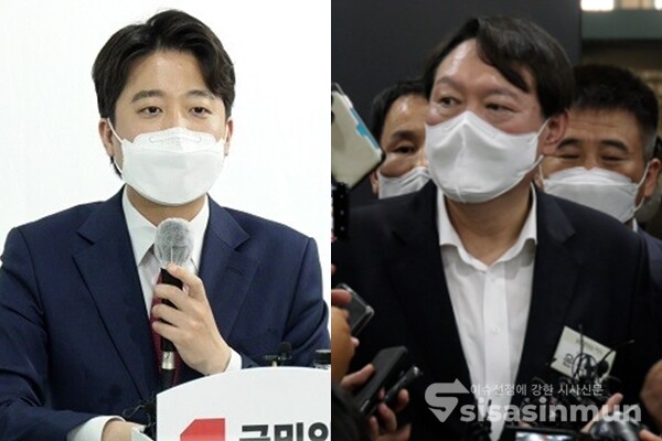 이준석 국민의힘 대표(좌)와 윤석열 전 검찰총장(우). 사진 / 시사신문DB