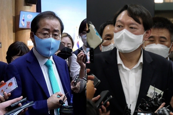 홍준표 국민의힘 의원(좌)과 윤석열 전 검찰총장(우). ⓒ시사포커스DB