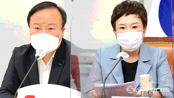 국민의힘 김재원 최고위원(좌)과 정미경 최고위원(우). 시사포커스DB