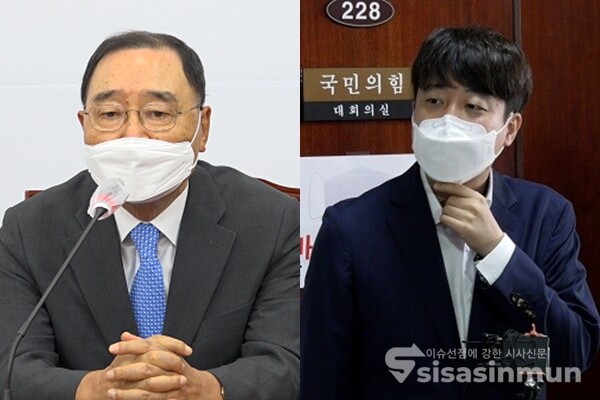 정홍원 국민의힘 선거관리위원장(좌)과 이준석 국민의힘 대표(우), 사진 / 시사신문DB