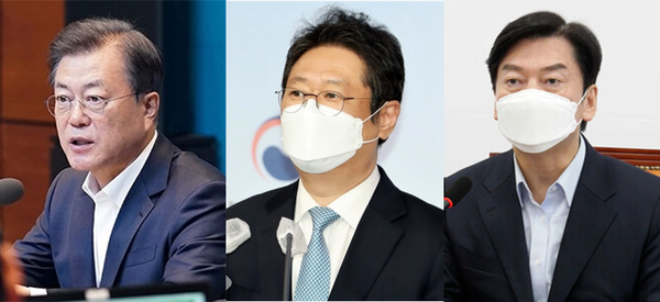 (왼쪽부터) 문재인 대통령, 황희 문화체육관광부 장관, 안철수 국민의당 대표. ⓒ청와대 및 시사포커스DB