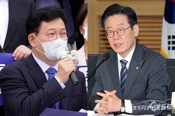 송영길 더불어민주당 대표(좌)와 이재명 경기도지사(우). 사진 / 시사포커스DB