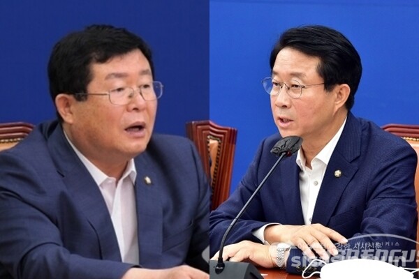 이낙연 캠프 공동선거대책위원장인 설훈 민주당 의원(좌)과 이재명 캠프 총괄본부장인 조정식 민주당 의원(우). 사진 / 시사신문DB