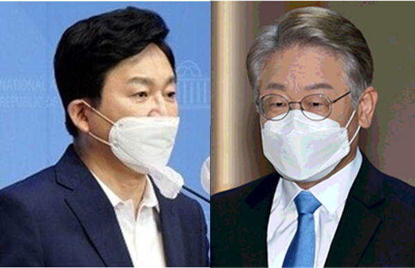 국민의힘 대선주자로 나선 '대장동 1타 강사' 원희룡 전 제주도지사(좌)와 더불어민주당 대선후보인 이재명 경기도지사(우). 시사포커스DB