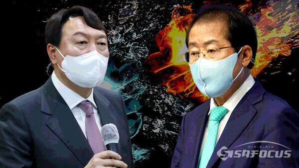 '양강 구도'에 있는 국민의힘 대선주자인 윤석열 전 검찰총장(좌)과 홍준표 의원(우). 시사포커스DB