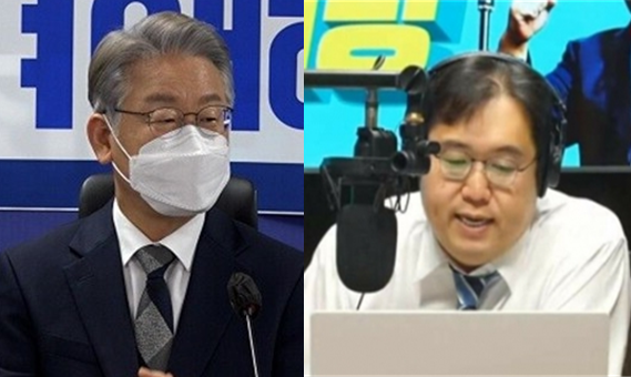 이재명 더불어민주당 대선후보(좌)와 '나는 꼼수다' 멤버였던 김용민 평화나무 이사장(우). 사진 / 시사포커스DB 및 김용민씨 페이스북ⓒ