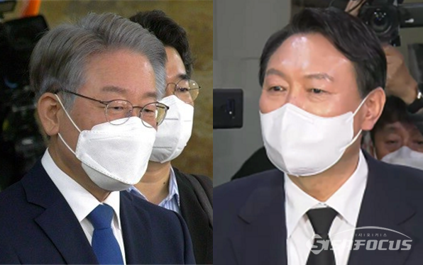 더불어민주당 이재명 대선후보(좌)와 국민의힘 윤석열 대선후보(우). 시사포커스DB