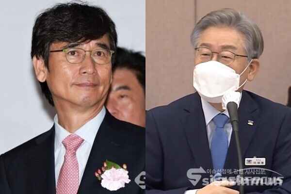 (좌측부터) 유시민 전 노무현재단 이사장, 이재명 더불어민주당 대선후보. 사진 / 시사신문DB