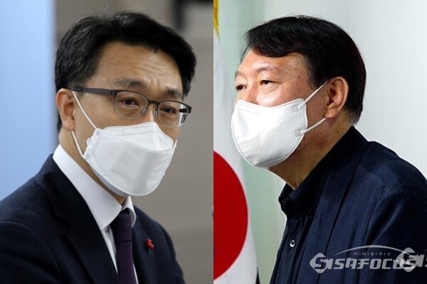 고위공직자범죄수사처 김진욱 처장(좌)과 윤석열 국민의힘 대선후보(우). 사진 / 시사포커스DB