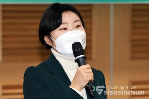 신지혜 상임대표가 인사말을 하고 있다. [사진 / 오훈 기자]