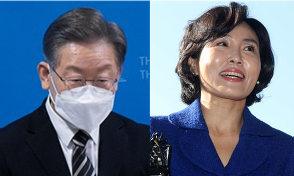 이재명 더불어민주당 대선 후보(좌)와 이 후보의 아내인 김혜경씨(우). 시사포커스DB