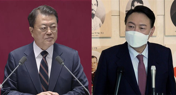 문재인 대통령(좌)과 윤석열 국민의힘 대선후보(우). 시사포커스DB