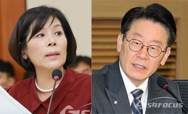 최민희 더불어민주당 미디어특보단장(좌)과 이재명 민주당 대선 후보(우). 시사포커스DB