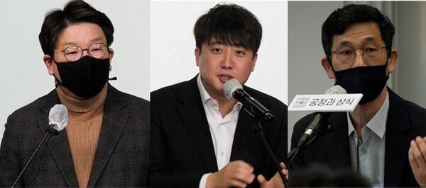 (왼쪽부터) 권성동 국민의힘 의원, 이준석 국민의힘 당대표, 진중권 전 동양대 교수. 시사포커스DB