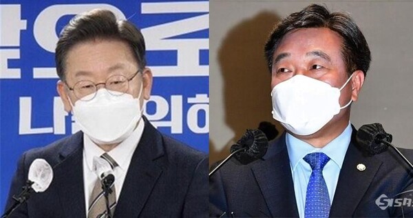 이재명 전 더불어민주당 대선 후보(좌)와 윤호중 민주당 비상대책위원장(우). 시사포커스DB