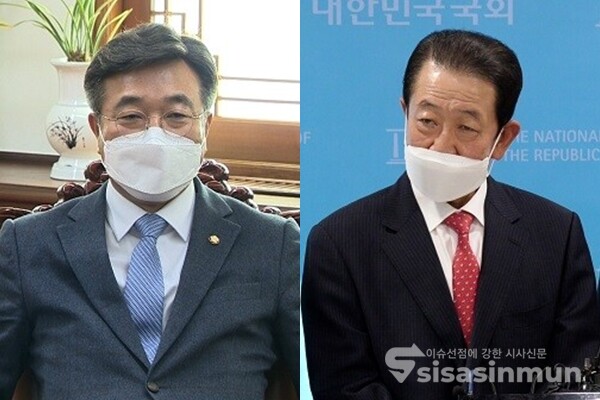 윤호중 민주당 공동비대위원장(좌)과 박주선 대통령 취임식 준비위원장(우). 사진 / 시사신문DB