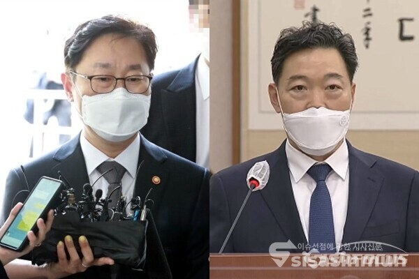 박범계 법무부장관(좌)과 김오수 검찰총장(우). 사진 / 시사신문DB