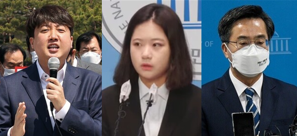 (왼쪽부터) 이준석 국민의힘 당대표, 박지현 더불어민주당 공동비상대책위원장, 김동연 더불어민주당 경기도지사 후보. 시사포커스DB