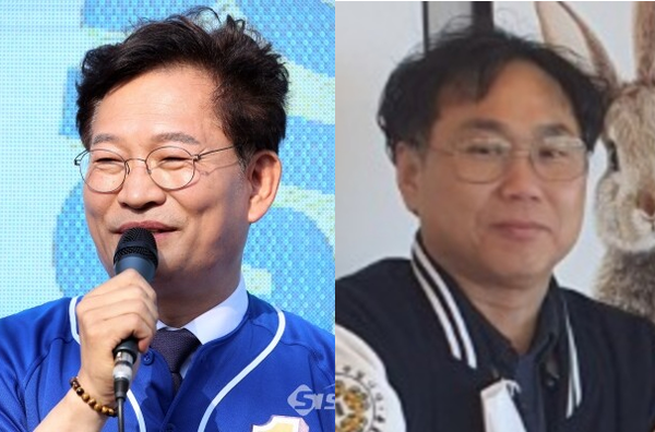 송영길 더불어민주당 서울시장 후보(좌)와 서민민생대책위원회 김순환 사무총장(우). 시사포커스DB