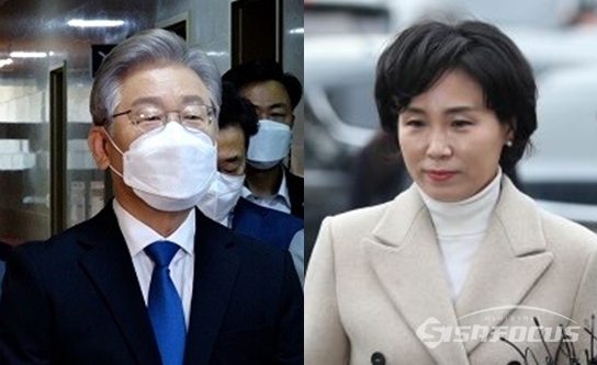 이재명 더불어민주당 대선후보(좌)와 그의 부인인 김혜경씨(우). 9일 새벽 김혜경씨가 낙상사고로 인해 열상을 입어 성형외과에서 봉합수술을 받았다. 사진 / 시사포커스DB