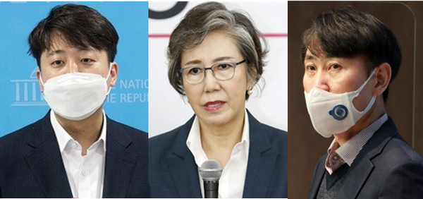 (왼쪽부터) 이준석 국민의힘 대표, 이양희 국민의힘 중앙윤리위원회 위원장, 하태경 국민의힘 의원, 시사포커스DB