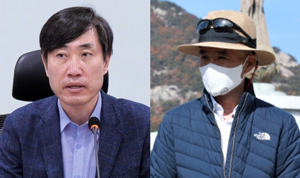 국민의힘 '해수부 공무원 피격 태스크포스(TF)' 단장인 하태경 의원(좌)과 지난 2020년 9월 서해에서 북한군에게 피살 당한 해수부 공무원 故 이대준씨의 친형인 이래진씨(우). 시사포커스DB