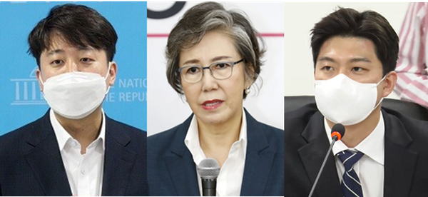 (왼쪽부터) 이준석 국민의힘 대표, 이양희 국민의힘 중앙윤리위원장, 김용태 국민의힘 최고위원. 시사포커스DB