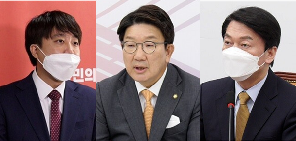 (왼쪽부터) 이준석 국민의힘 대표, 권성동 국민의힘 원내대표, 안철수 국민의힘 의원. 시사포커스DB