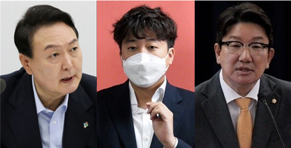 (왼쪽부터) 윤석열 대통령, 이준석 국민의힘 당대표, 권성동 국민의힘 원내대표. 시사포커스DB