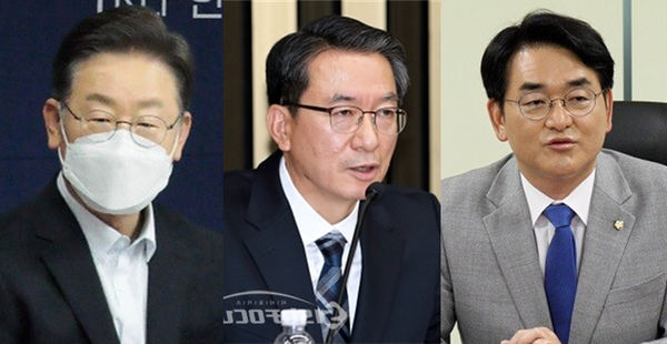 (왼쪽부터) 이재명 더불어민주당 의원, '친명계' 좌장으로 불리는 정성호 의원, 이 의원을 추격 중인 '비명' 당권주자인 박용진 의원. 시사포커스DB