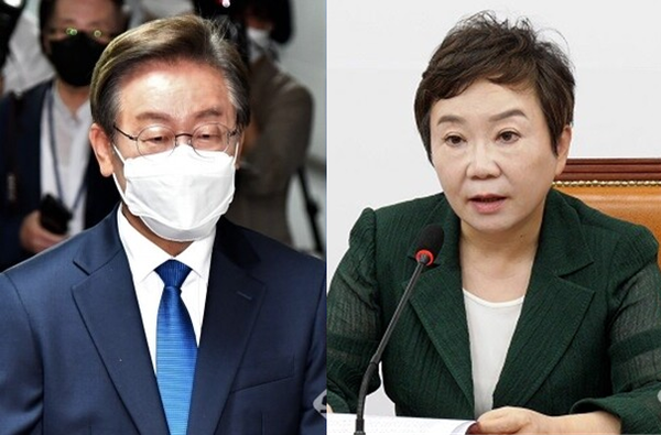 이재명 더불어민주당 의원(좌)과 정미경 국민의힘 전 최고위원(우). 시사포커스DB