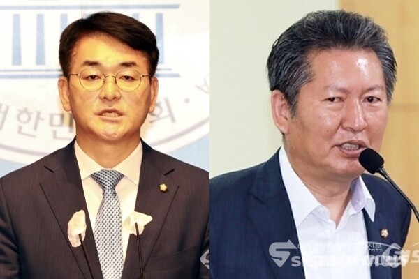 더불어민주당 박용진 당 대표 후보(좌)와 정청래 최고위원 후보(우), 사진 / 시사신문DB