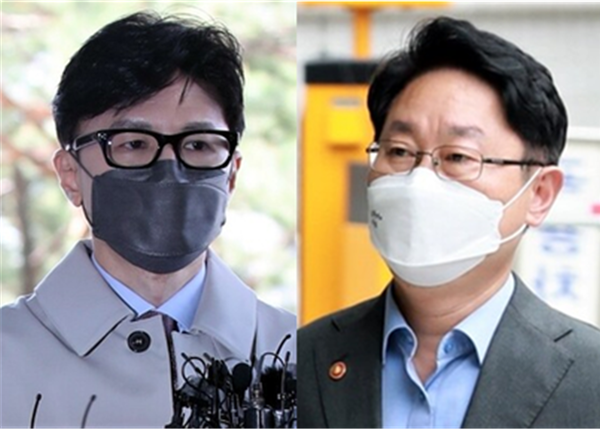 한동훈 법무부 장관(좌)과 전 법무부 장관을 역임한 박범계 더불어민주당 의원(우). 시사포커스DB