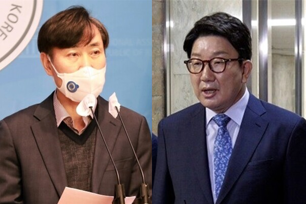 하태경 국민의힘 의원(좌)과 권성동 국민의힘 원내대표(우). 시사포커스DB