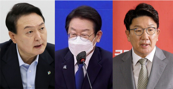 (왼쪽부터) 윤석열 대통령, 이재명 더불어민주당 대표, 권성동 국민의힘 원내대표. 시사포커스DB