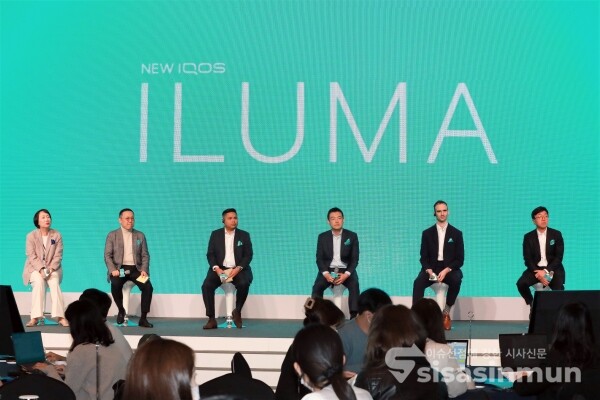 백영재 대표를 비롯해 김기화 Communtations, Tissa Consumer Experience, 이홍석 Commercial Operations(영업), Will 마케팅, 김주한 대외정책이 질의응답을 가지고 있다.(1) [사진 / 오훈 기자]