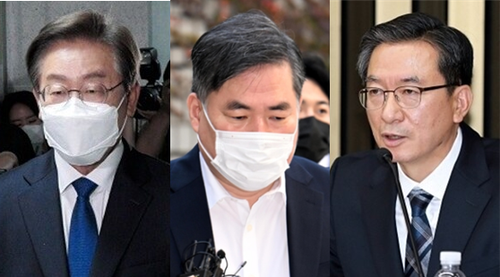 (왼쪽부터) 이재명 더불어민주당 대표, 유동규 전 성남도시개발공사 기획본부장, '친명계 좌장'으로 불리는 정성호 민주당 의원. 시사포커스DB