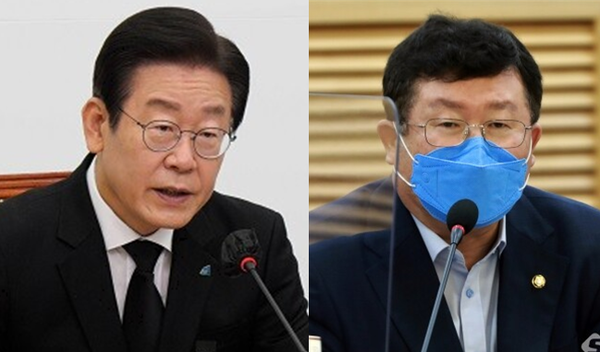 이재명 더불어민주당 대표와 '비명계'로 분류되고 있는 설훈 민주당 중진 의원. 시사포커스DB