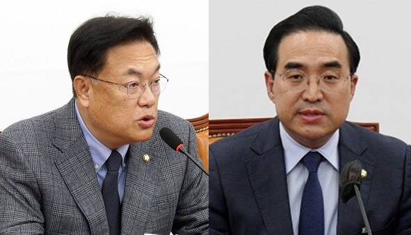 정진석 국민의힘 비상대책위원장(좌)과 박홍근 더불어민주당 원내대표(우). 시사포커스DB