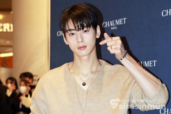 그룹 아스트로 멤버 차은우가 포즈를 취하고 있다. [사진 / 오훈 기자]