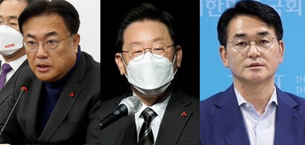 (왼쪽부터) 정진석 국민의힘 비상대책위원장, 이재명 더불어민주당 대표, 박용진 민주당 의원. 시사포커스DB
