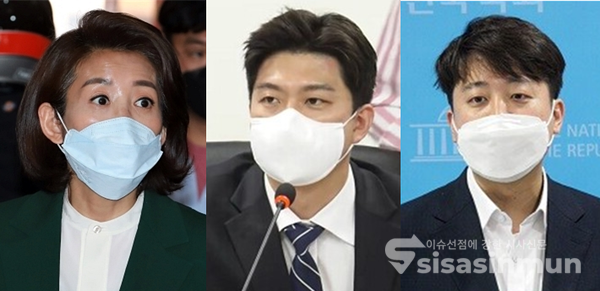 (왼쪽부터) 나경원 저출산고령사회위원회 부위원장, 김용태 전 국민의힘 최고위원, 이준석 전 국민의힘 대표. 시사포커스DB