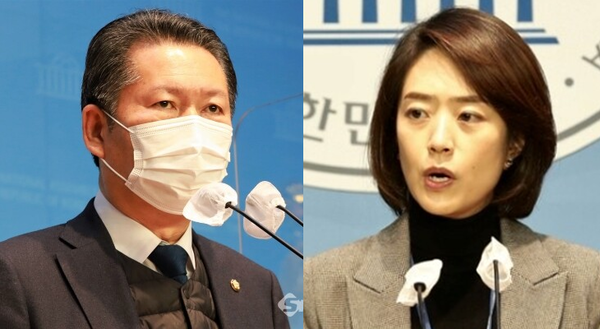 더불어민주당 지도부인 정청래(좌) 최고위원과 고민정(우) 최고위원. 시사포커스DB