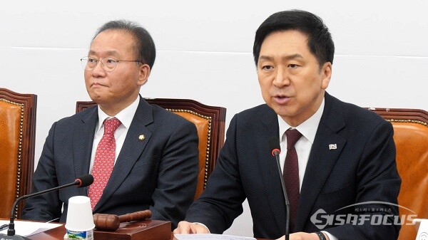 국민의힘 김기현 대표가 10일 오전 서울 여의도 국회에서 열린 최고위원회의에서 발언하고 있다. 사진 / 김경민 기자